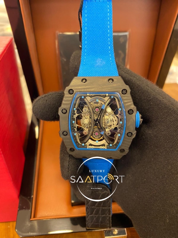 Richard Mille Mavi Silikon RM 53-01 Pablo Mac Donough Carbon Kasa