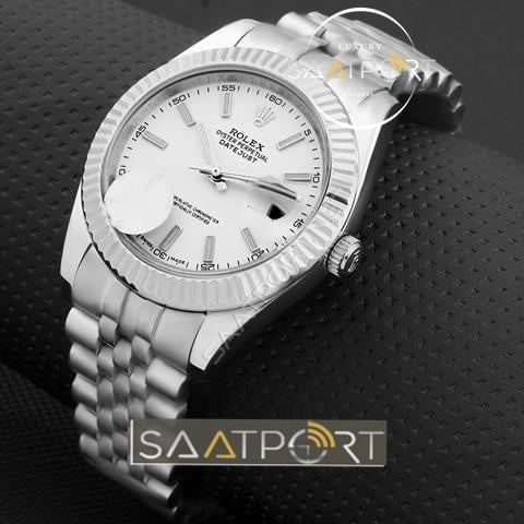 Replika Rolex Datejust Beyaz Kadran Gümüş Kasa