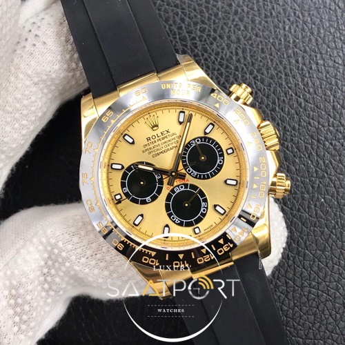 Rolex Daytona 116518LN Eta Saat Sarı Kadran Silikon Kordon Bp Factory