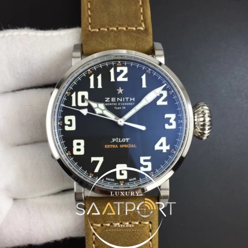 Pilot Type 20 Extra Special SS 45mm Black Dial on Brown Asso Strap