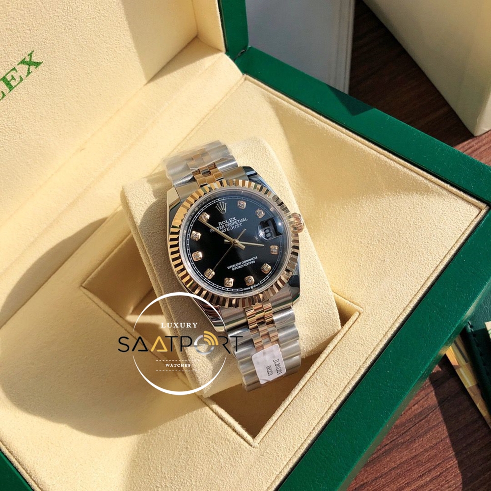 Rolex Datejust 126233 Taşlı Siyah Kadran Jubile Kordon Super Clone ETA