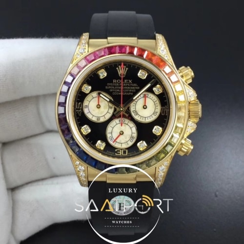 Rolex Daytona 116589RBOW Rainbow Crystal BLF Rubber Strap 4130 ETA