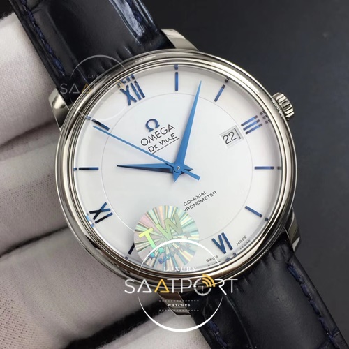 OMEGA De Ville SS TWF Best Edition White Dial Blue Markers on Blue Leather Strap A2824