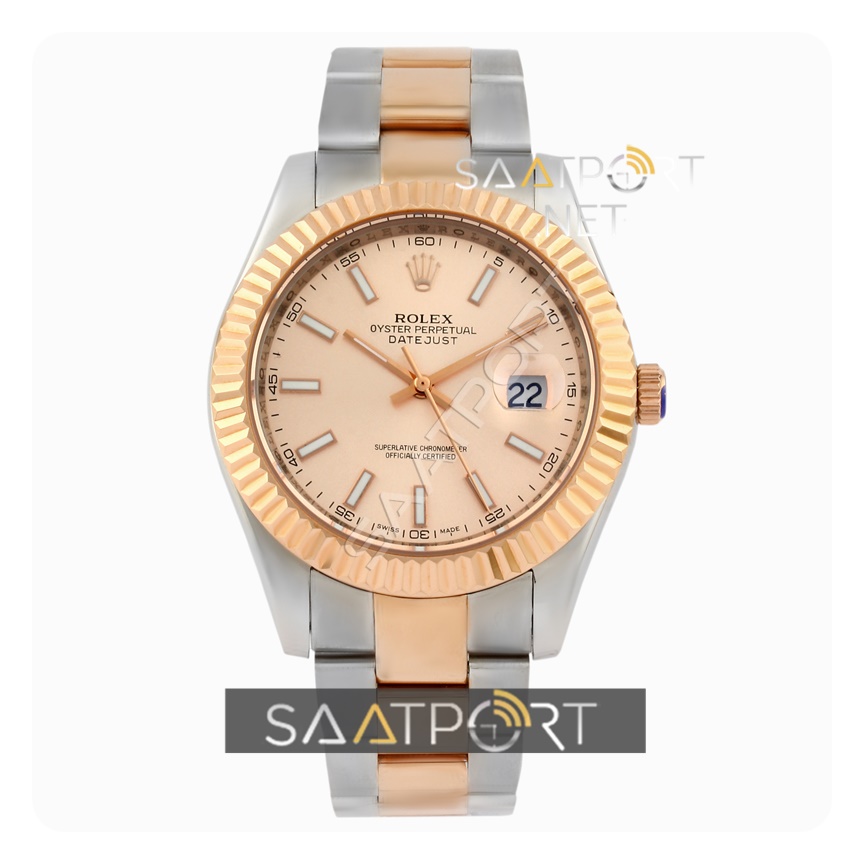 Rolex Date Just Rose Gold Rose Dial