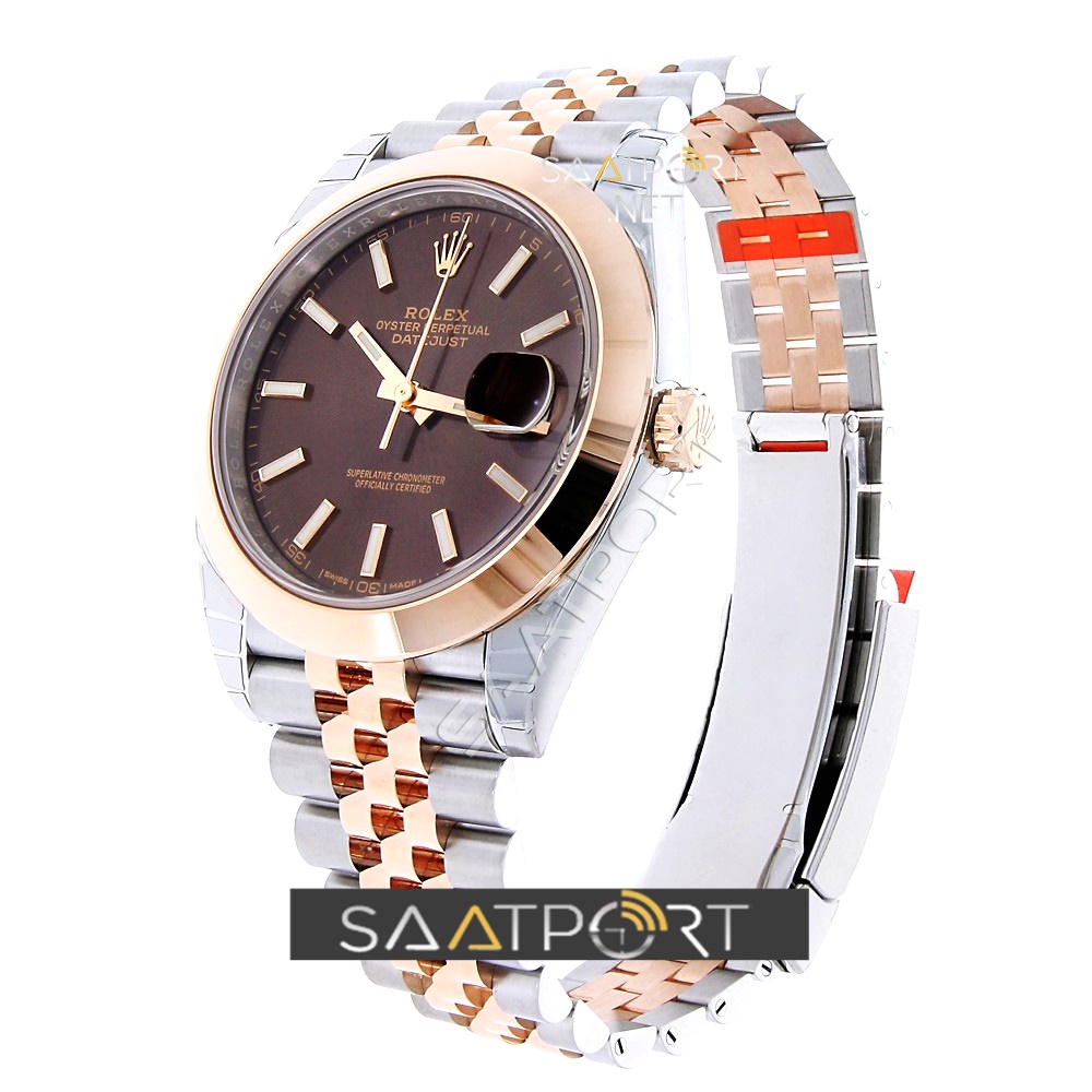 Rolex Datejust 41 Stainless Steel and Everose Gold Watch Chocolate Index Dial 126301 ETA