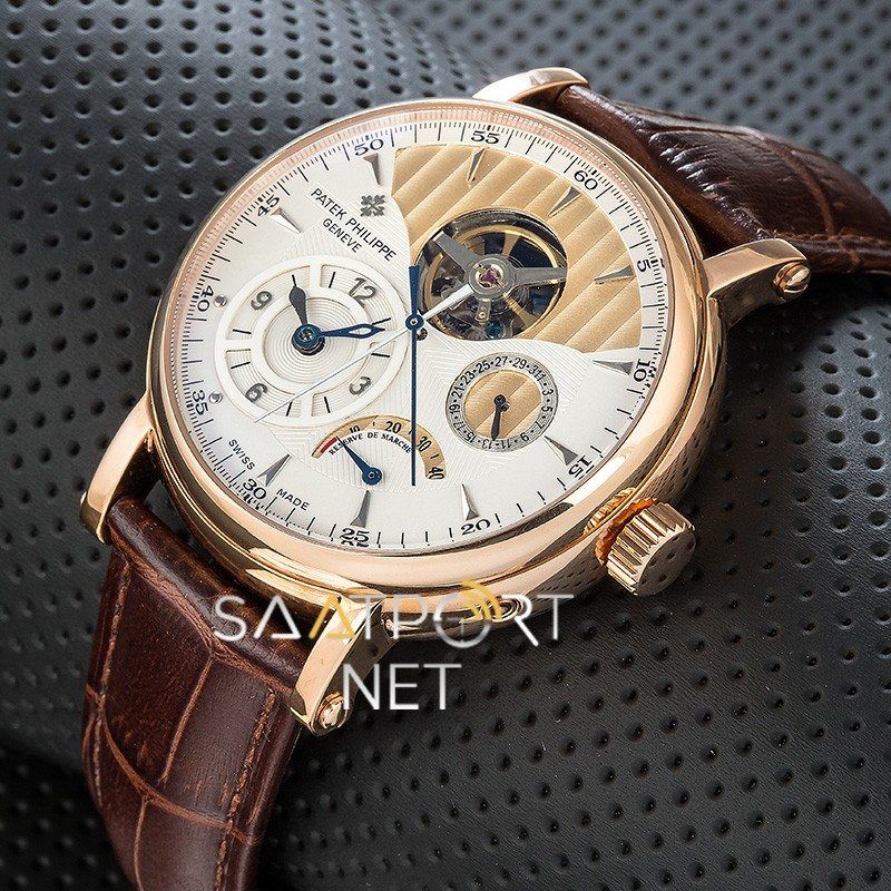 Patek Philippe Moonphase Tourbillon Geneve Kahve Deri Kordon