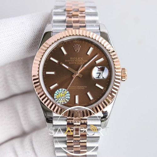 Eta Saat Rolex Rose Çelik Datejust Jh Factory 3235 Eta Mekanizma Kahve Kadran