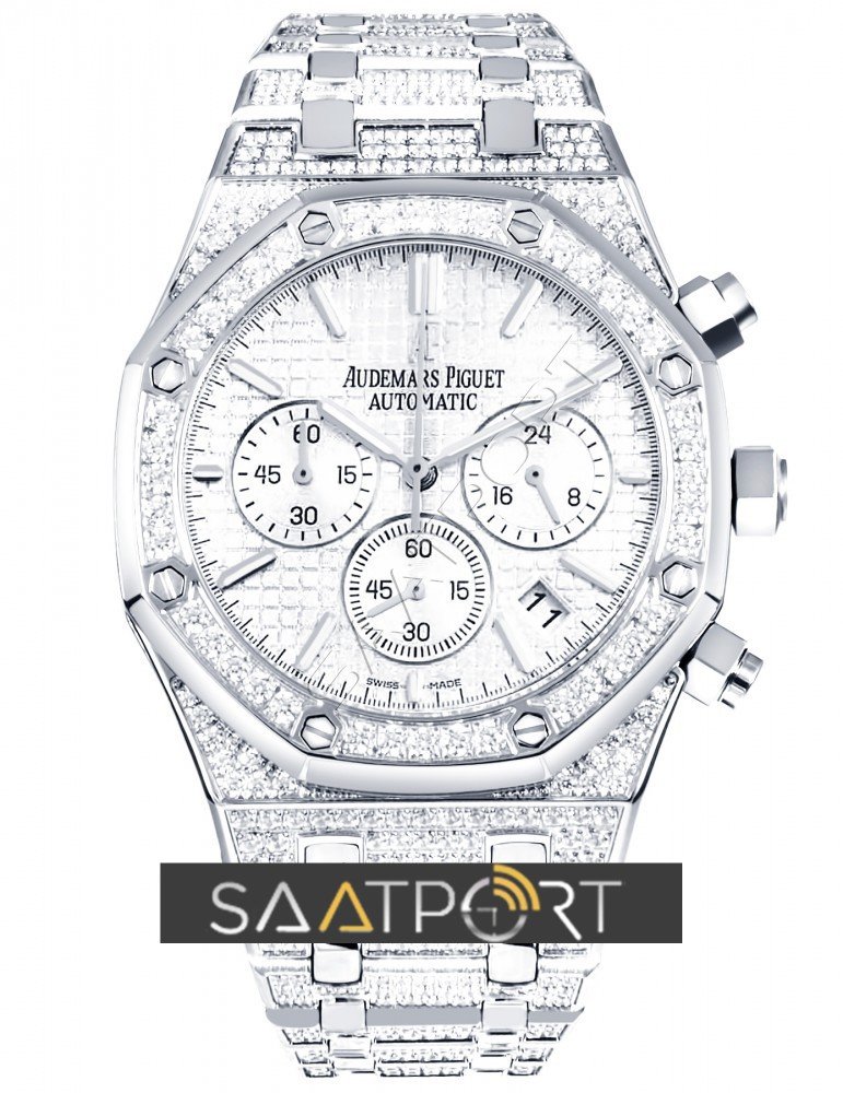 Audemars Piguet Baget Taşlı Diamond  Silver Beyaz Kadran