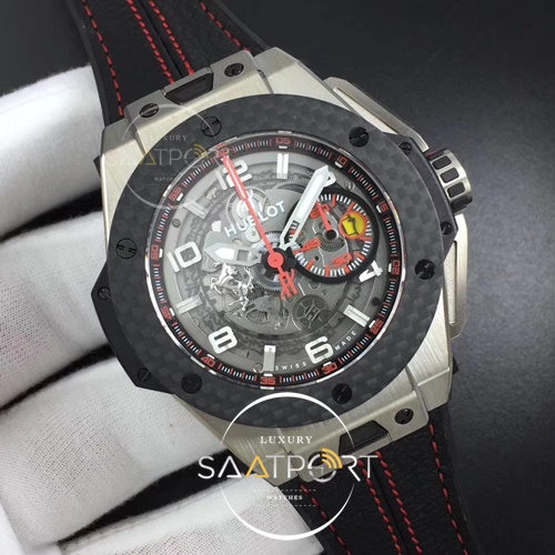 Hublot Big Bang Ferrari Unico Titanium V6F Best Edition Skeleton Dial on Black Gummy Strap HUB1288