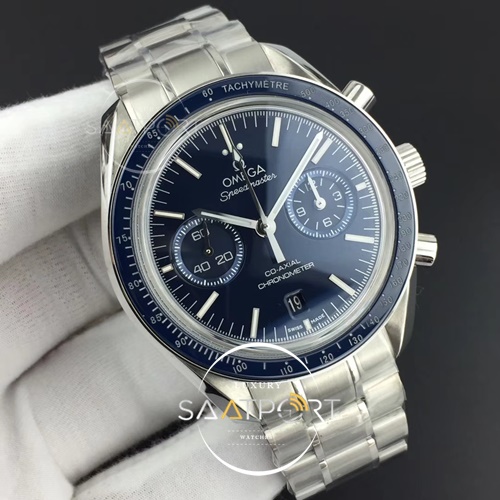 Omega Speedmaster Moonwatch Co-Axial OMF Blue Dial on SS Bracelet A9300 v2