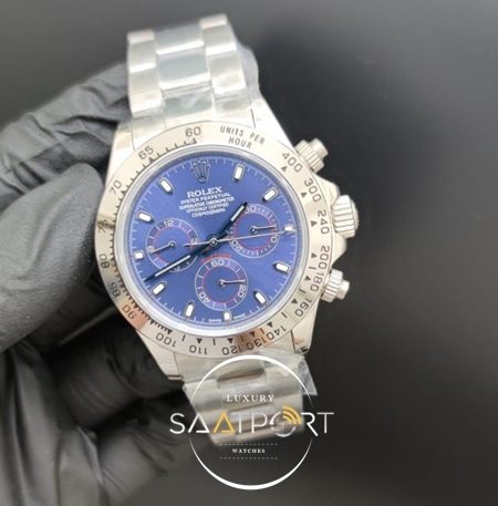 Rolex Saat 40mm Daytona Mavi Kadran Çelik Kasa Otomatik Mekanizma