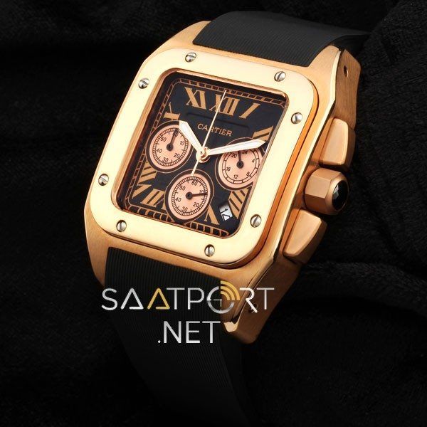 Cartier Santos Siyah Gold