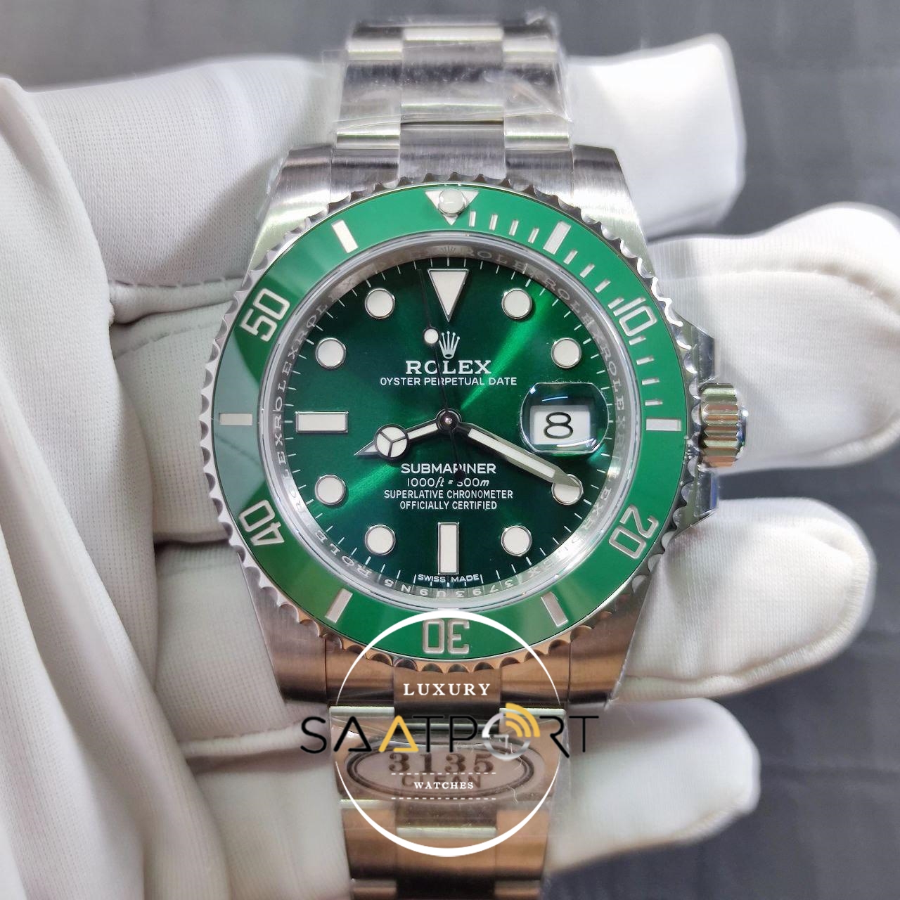 Rolex Submariner 116610LV 904L Yeşil Kadran Hulk Clean 3135 Super Clone Plus ETA