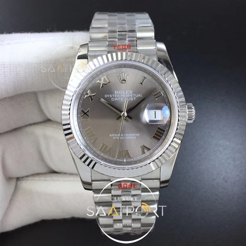 Rolex DateJust 36 mm Noob 1-1 Best Edition 904L Steel Gray Dial Roman Jubilee Super clon