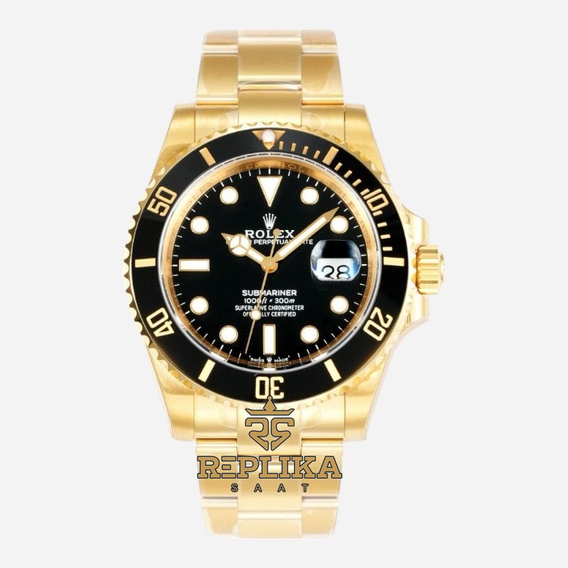 Rolex Submariner 126618LN Full Gold VSF Siyah Kadran 41mm 904L Çelik 3235 Super Clone ETA