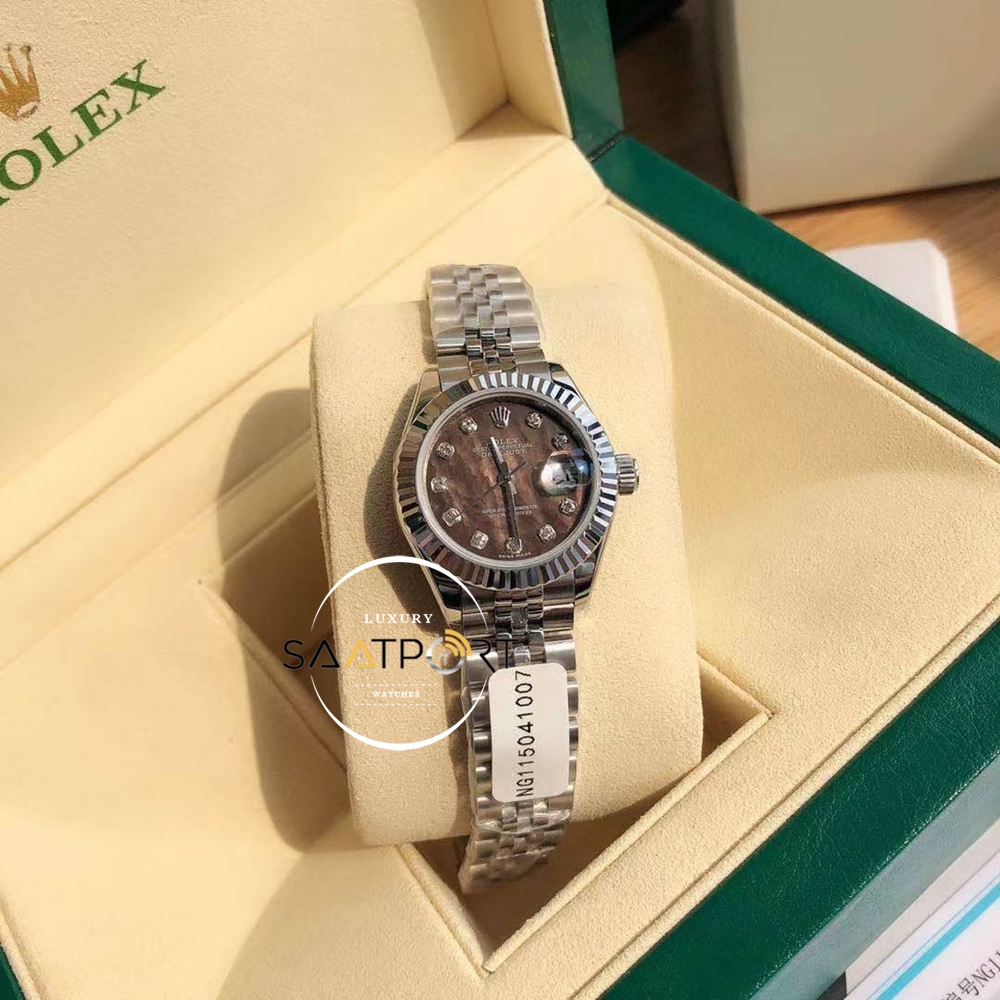 Rolex Datejust 126201 Taşlı Kahverengi Kadran Super Clone ETA