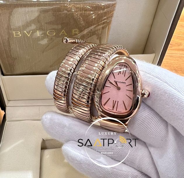 Bvlgari Serpenti Yılan Modeli Gold Kordon Roma Rakamlı Pembe Kadran