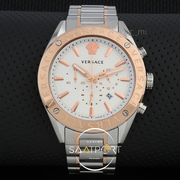 Versace Rose Beyaz Kadran Erkek Kol Saati 44 mm