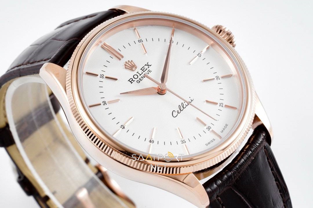 Rolex Cellini Time Rose White İndex 50509 Super Clone Eta Saat