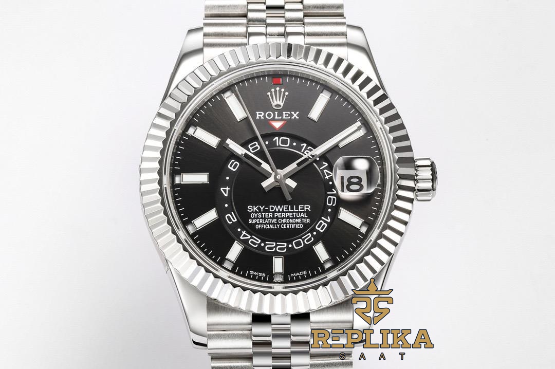 Rolex Sky Dweller 42 mm Siyah Kadran 904L Jubilee 326934 Super Clone ETA