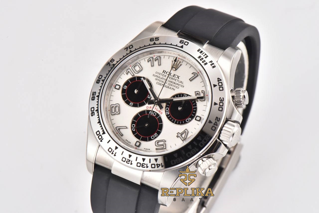 Rolex Daytona 116519 Panda Numerik Beyaz Kadran Clean 4130 Super Clone ETA