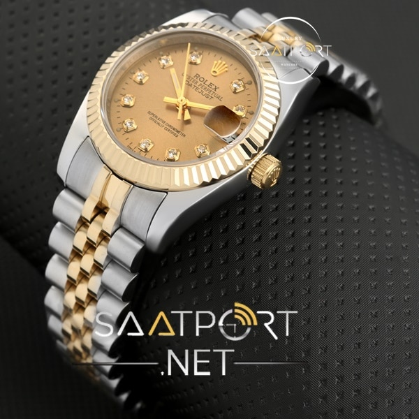 Rolex Datejust Bayan Modeli Sarı Kadran Ve Taşlı