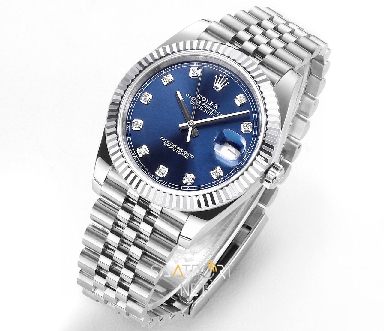 Rolex Datejust 41 mm Taşlı Mavi Kadran Super Clone Eta 126334