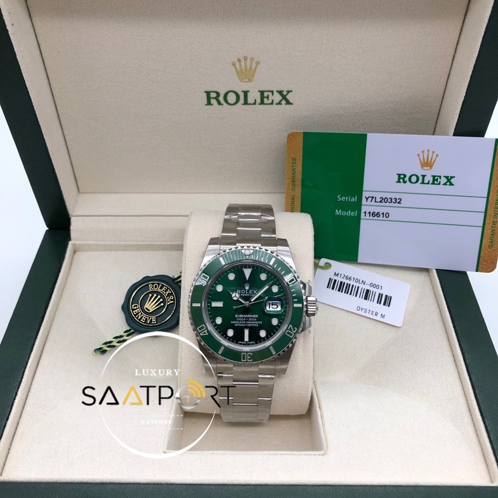 Rolex 116610LV Submariner Yeşil Kadran Hulk Noob 904L Çelik Super Clone ETA