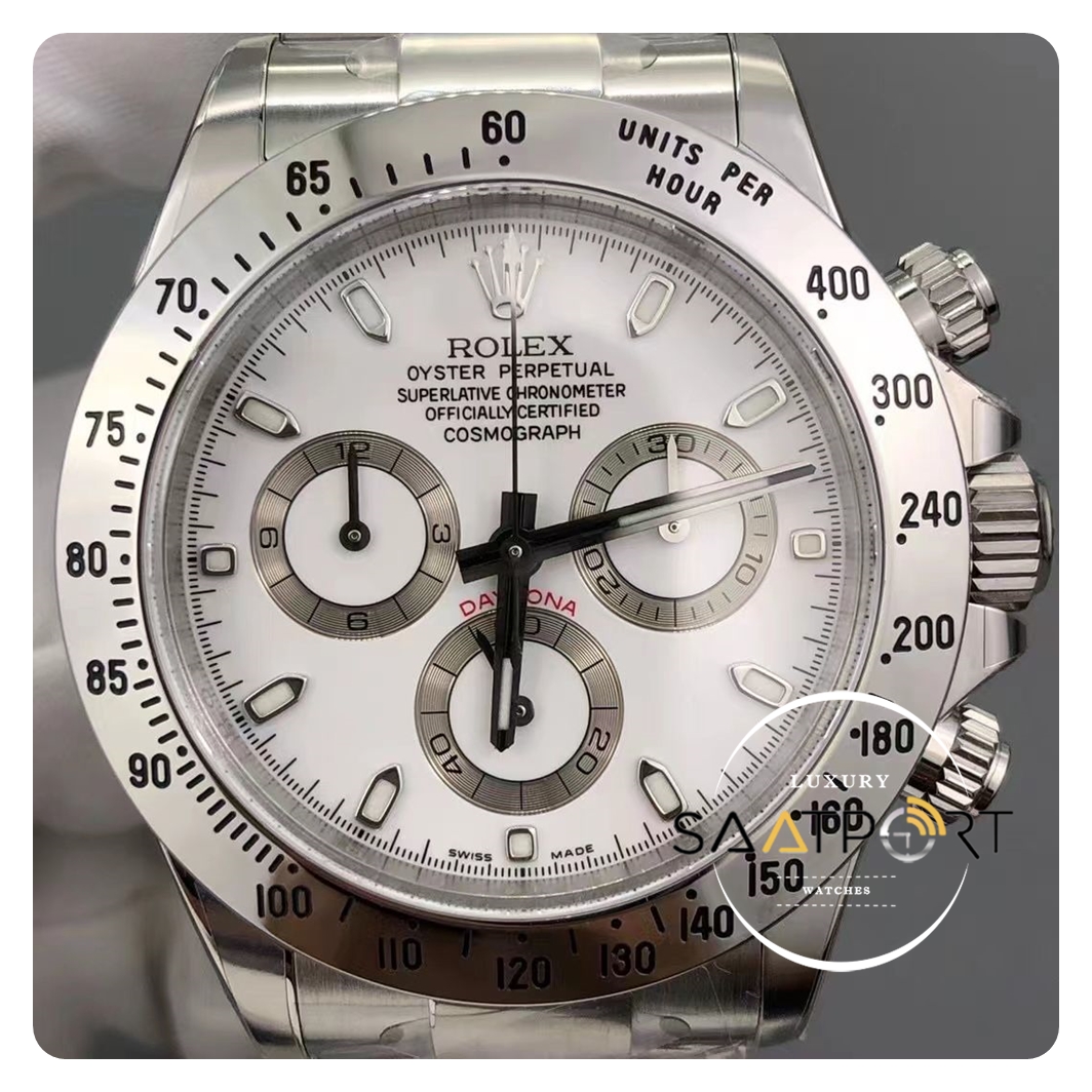 Rolex Cosmograph 116500LN Daytona Clean Factory Beyaz Kadran Çelik Bezel Super Plus Clone ETA