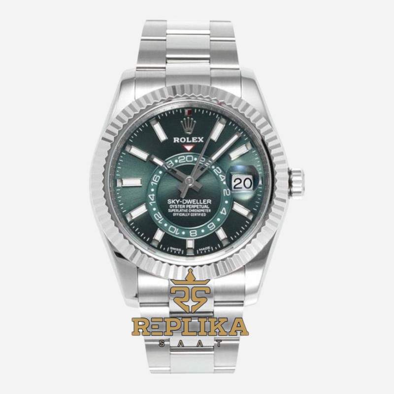 Rolex Sky Dweller 336934 Yeşil Kadran 904L Oyster 9002 Super Clone ETA