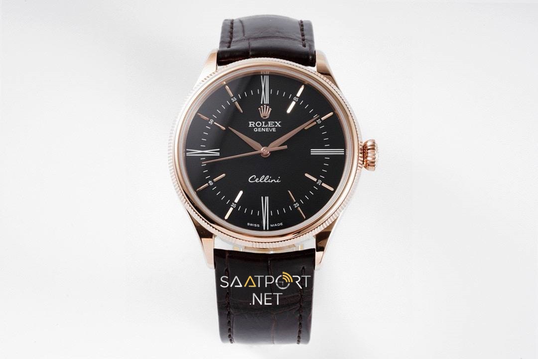 Rolex Cellini Time  Rose  Black 50509 Super Clone Eta Saat