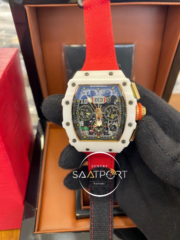 Richard Mille RM Seramik Kasa Kırmızı Silikon Kordon