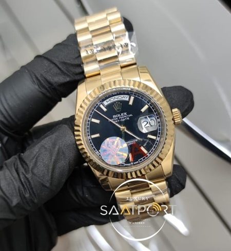 Rolex Day Date Siyah Kadran Gold Kasa Otomatik Mekanizma