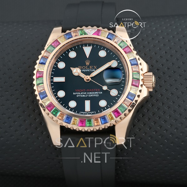 Rolex Yacht Master Baget Taşlı Silikon Kordon