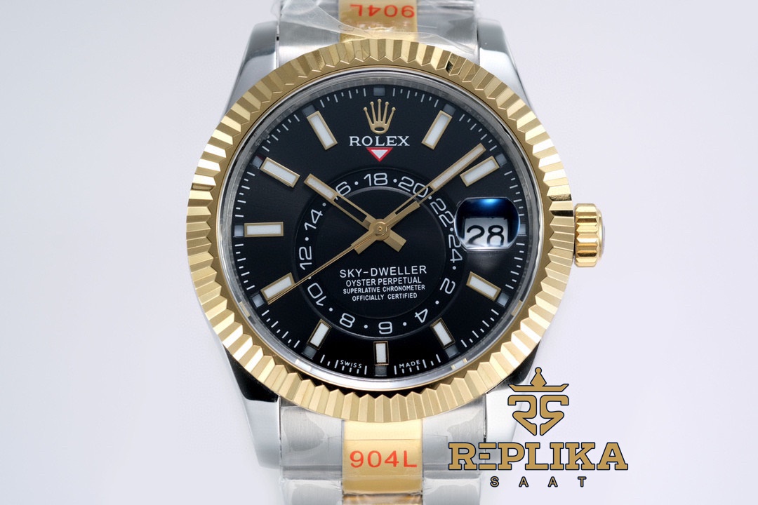 Rolex Sky-Dweller Two Tone 326933 Black Dial 42mm Super Clone ETA