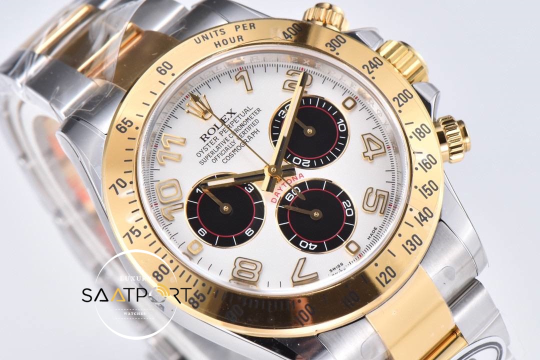 Rolex Daytona 116523 Clean Factory Rakamlı Beyaz Kadran Super Clone ETA