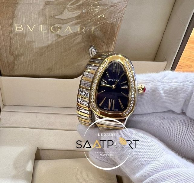 Bvlgari Serpenti Roma Rakamlı Mavi Kadran Baget Taşlı Bezel