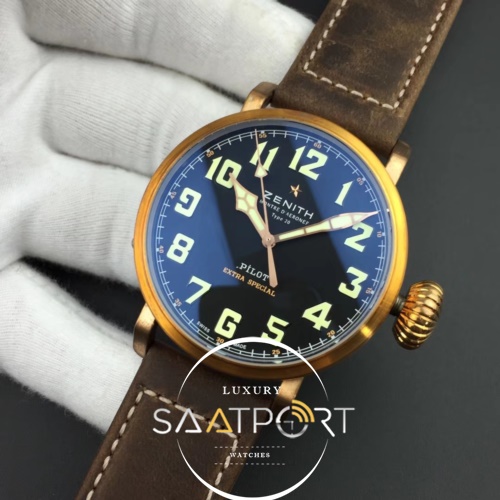 Pilot Type 20 Extra Special SS 45mm  Black Dial on Brown Asso Strap A2892