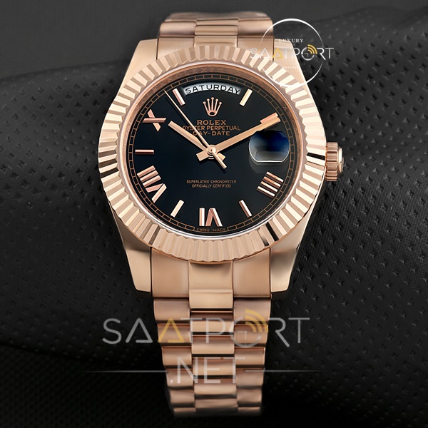 Rolex Day Date Rose Gold Siyah Kadran 41 mm