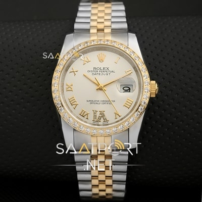 Rolex Datejust 36mm Steel Yellow Gold Baget Taşlı