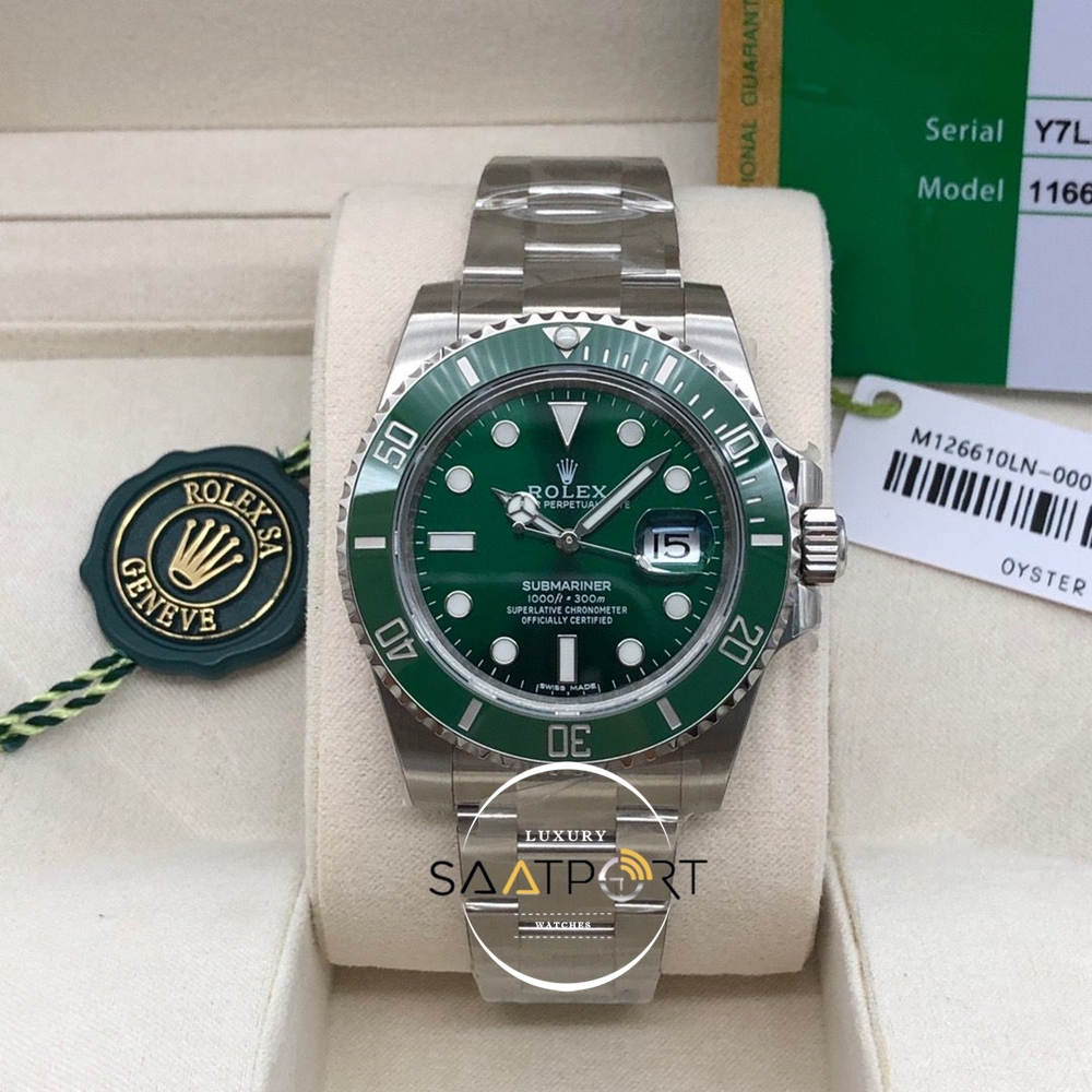 Rolex 116610LV Submariner Yeşil Kadran Hulk Noob 904L Çelik Super Clone ETA