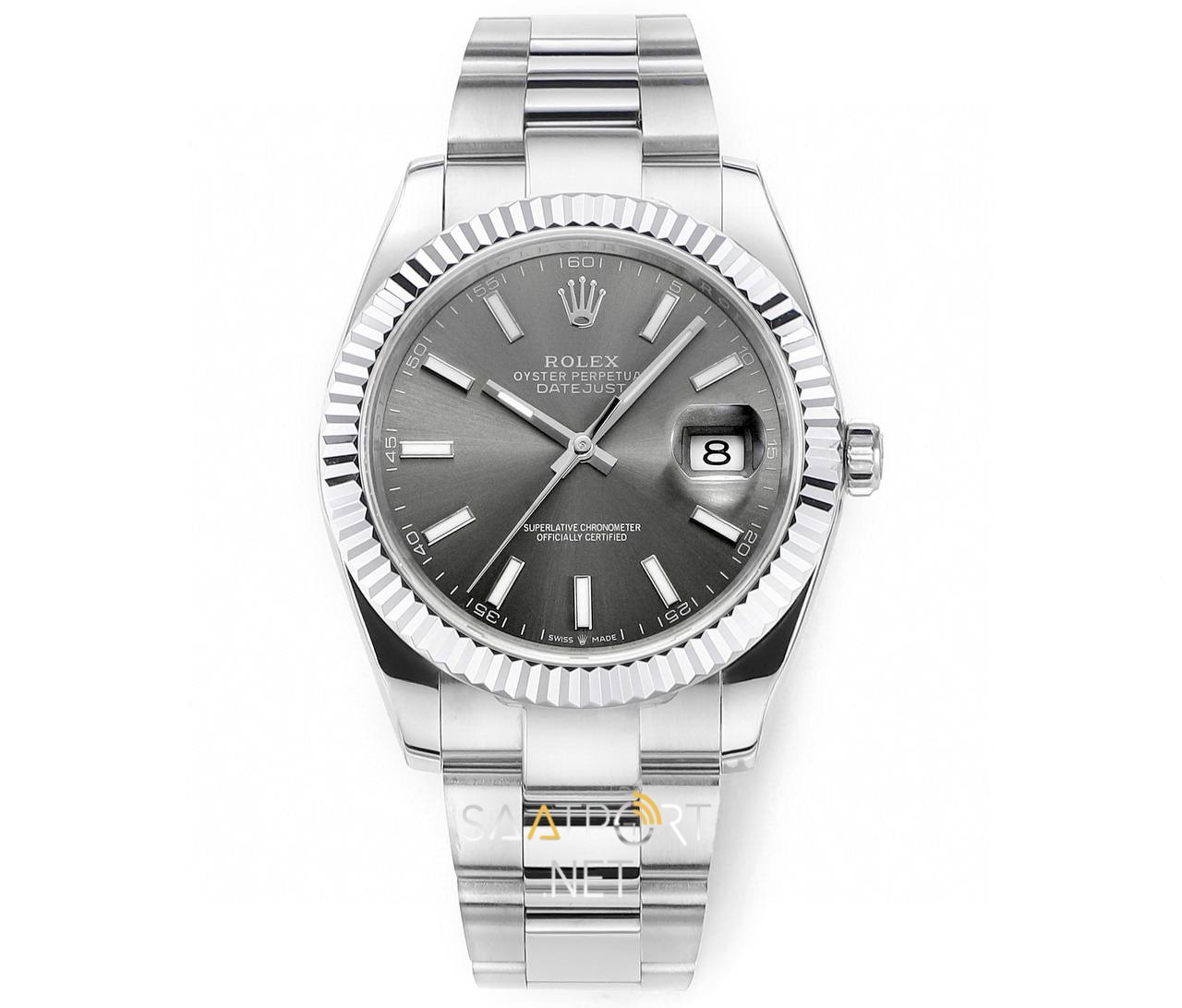 Rolex Datejust 41mm Rhodium Oyster Grey Dial Super Clone Eta