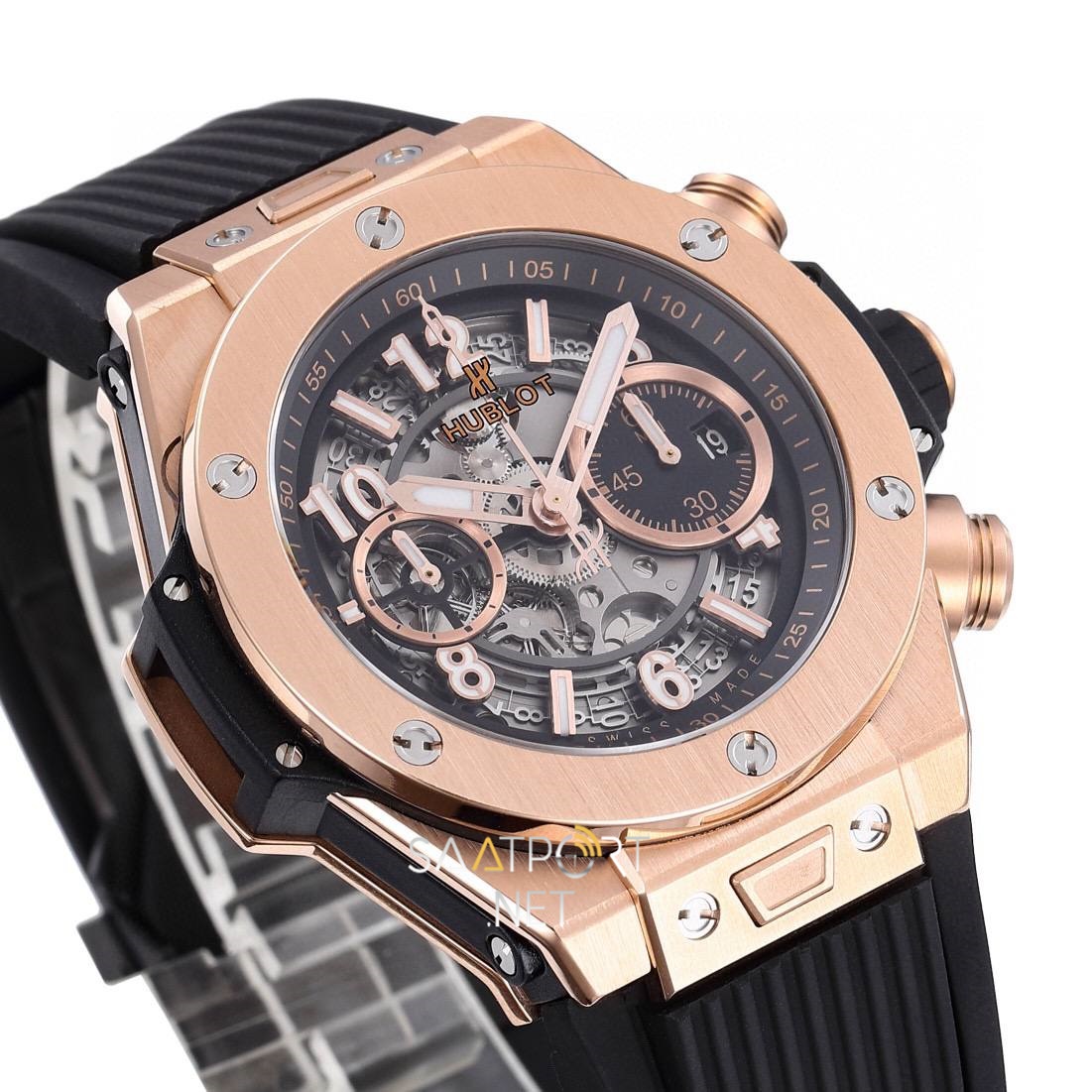 Hublot Big Bang Unico Full Rose Gold İskelet Kadran Super Clone ETA