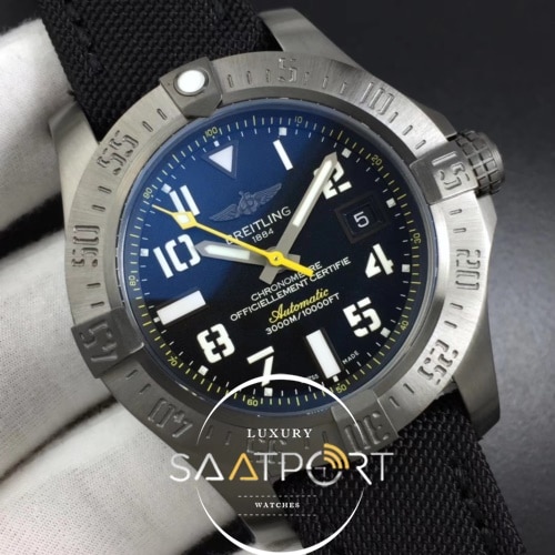 Breitling Avenger II Seawolf PVD GF Black Dial On Black Nylon V2