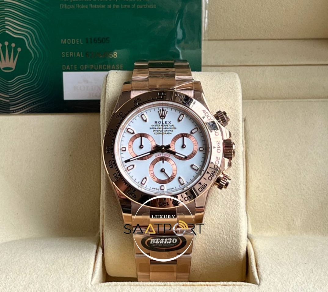 Rolex Daytona 116505 BT Factory Beyaz Kadran 40 mm 904L Çelik Super Clone ETA