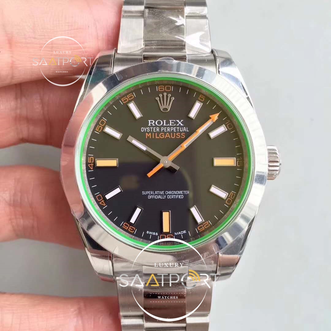 ROLEX Milgauss 116400 GV ARF 11 Best Edition Green Sapphire Black Dial on Bracelet 2836