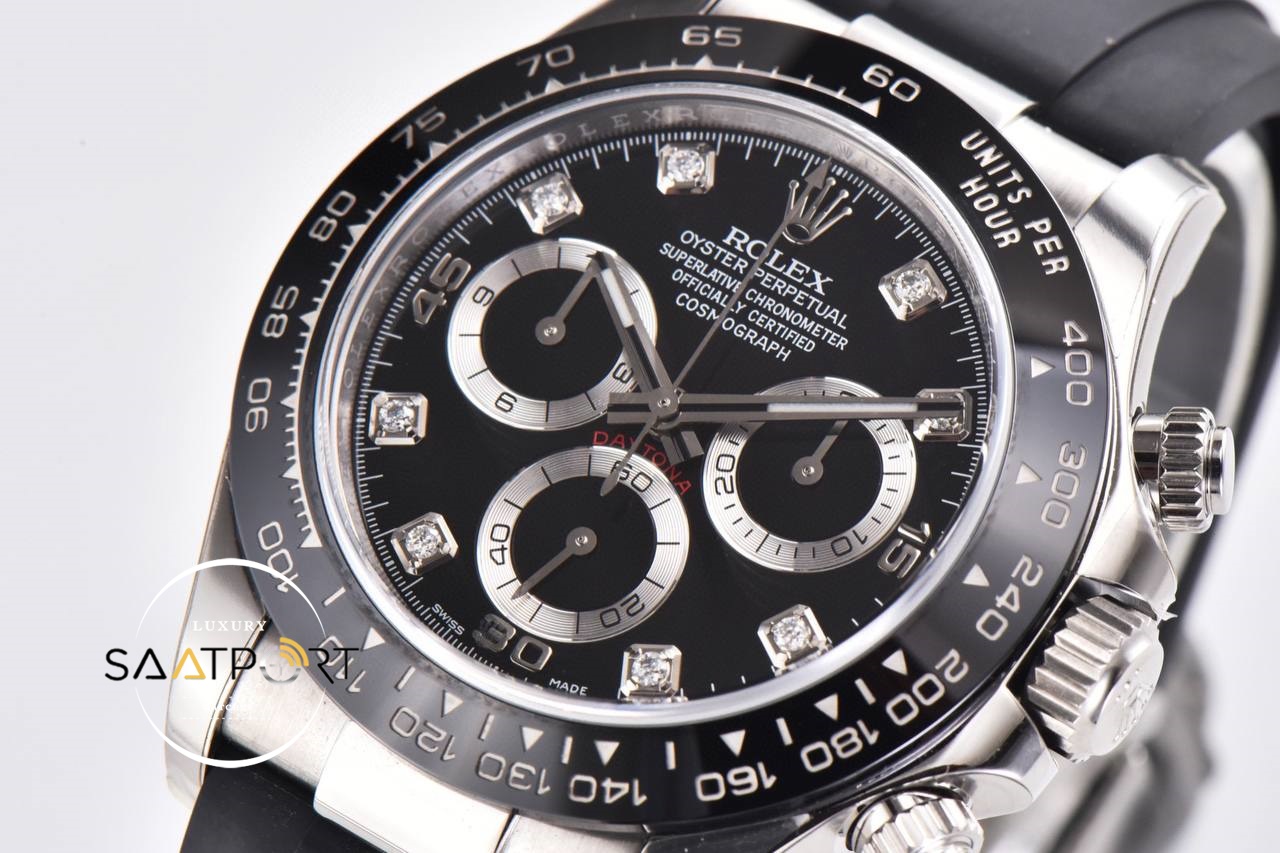 Rolex 116519 Daytona 4130 Clean Factory 40 mm Taşlı Siyah Kadran Super Clone ETA