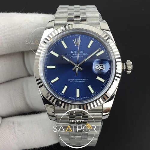 Rolex 126334 DateJust 41mm Blue Dial Stick Markers on Jubilee Bracelet 3235 Clone ETA