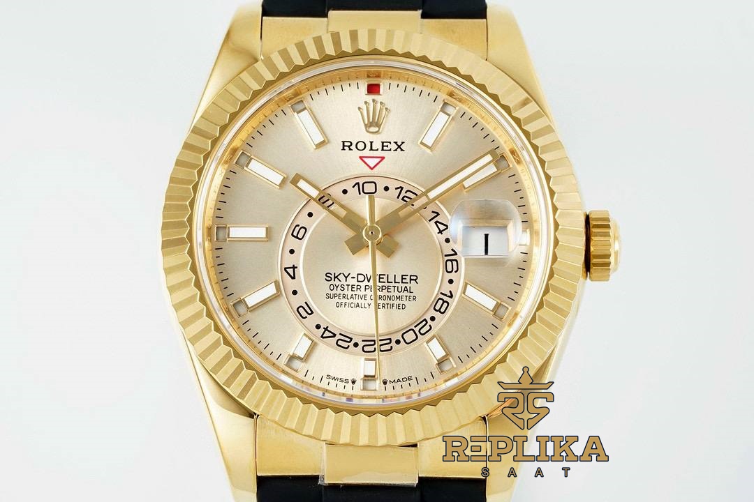 Rolex Sky Dweller 336238 Gold Kadran 904L Gold Oysterflex 9002 Super Clone ETA