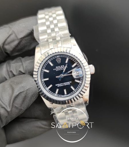 Rolex Datejust Siyah Kadran Tırtıklı Bezel Jubile Kordon Otomatik Mekanizma